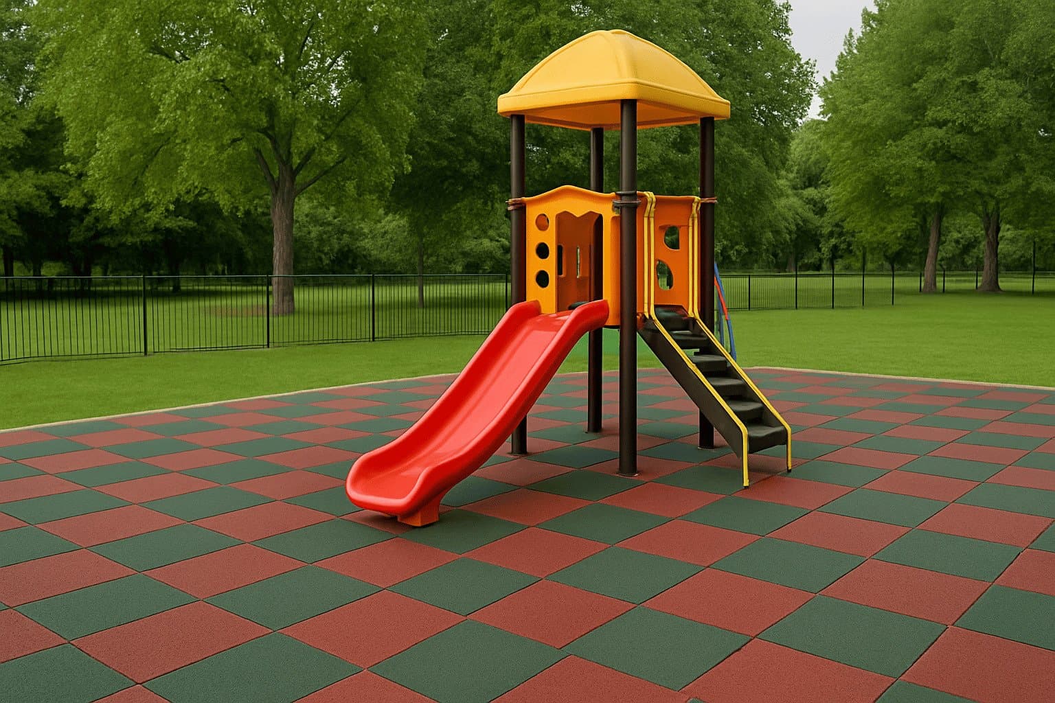 UK Public Playground Outdoor Rubber Tile Project gym flooring project photo